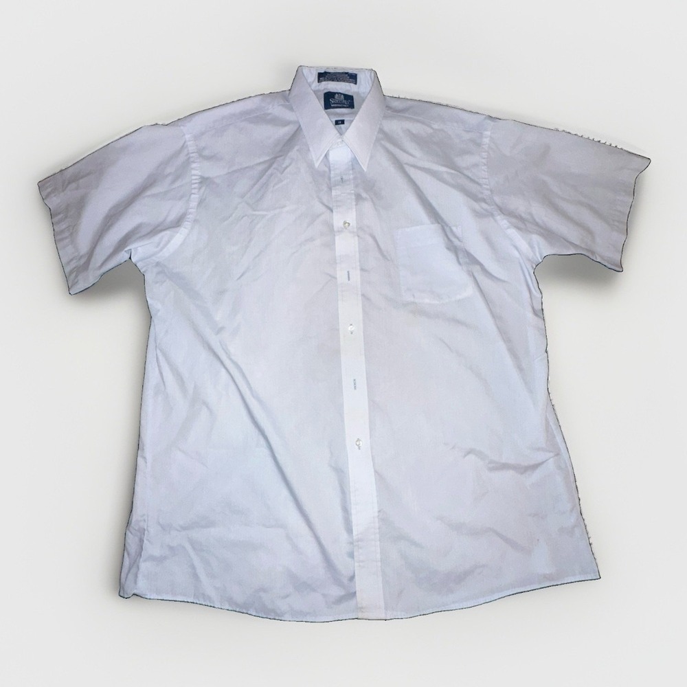 Stafford Mens Button Down Shirt 18 White Work